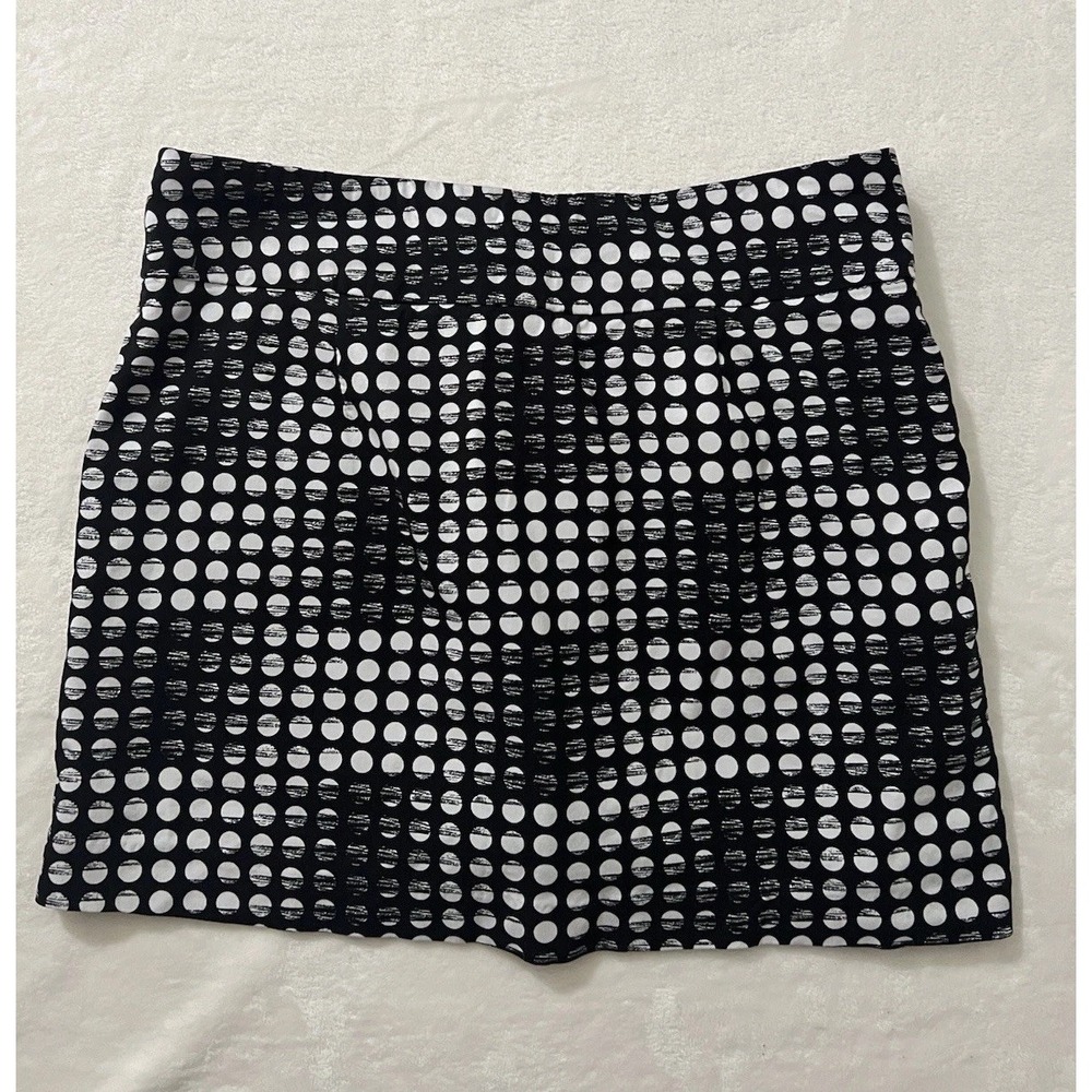 Zac & Rachel Black White Polka Dot Skirt‎ Petite 12P Stretch Geometric